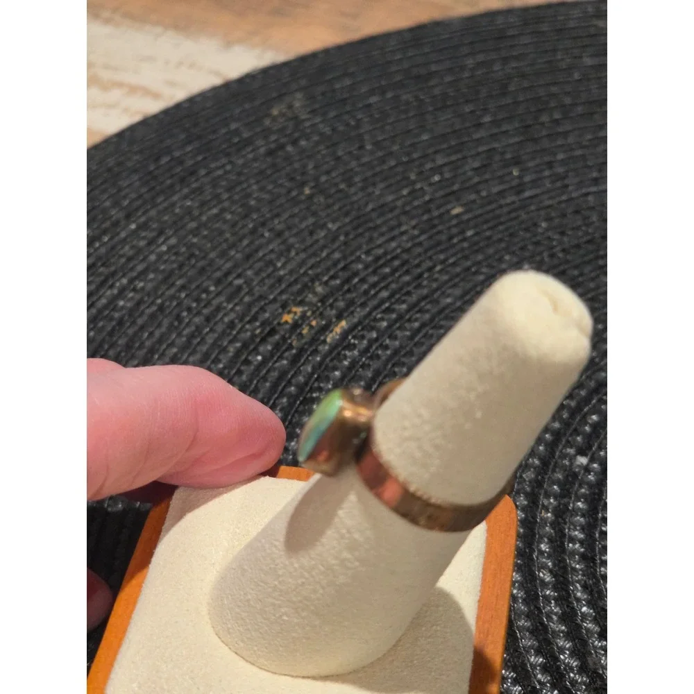 Artisan Copper Green Turquoise Color Ring Handmade Southwestern Band Size 5.5